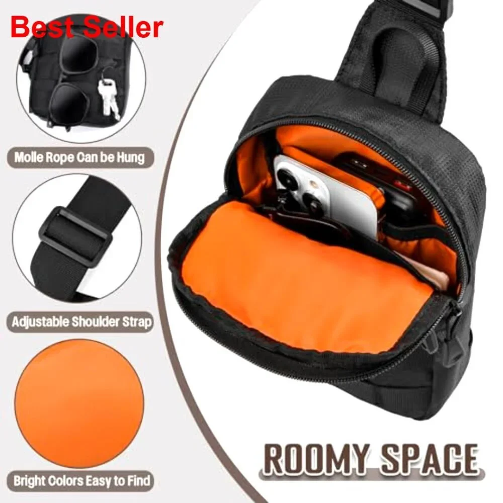 Waterproof Nylon Tactical Sling Bag with MOLLE Webbing Adjustable Strap